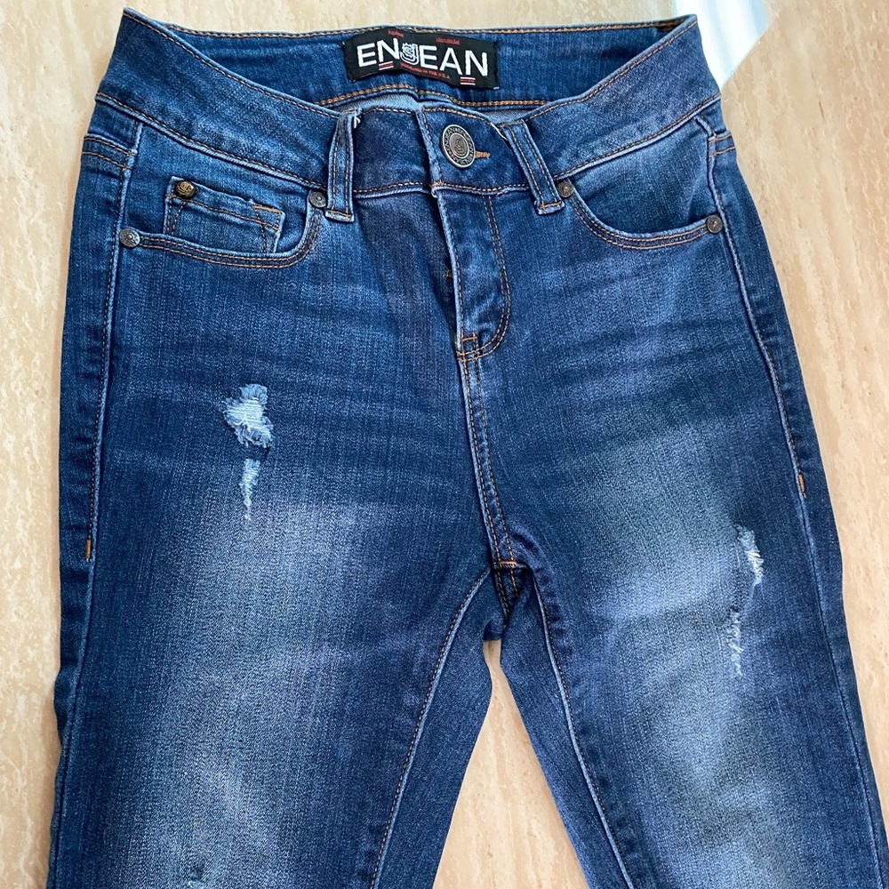 Light and dark blue jeans